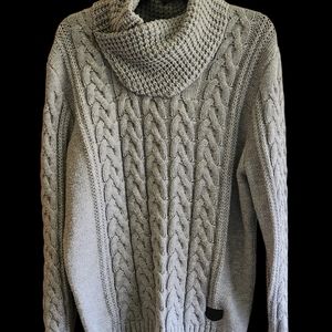Eden Park zippered detail around cowl neck gray knit Sweater